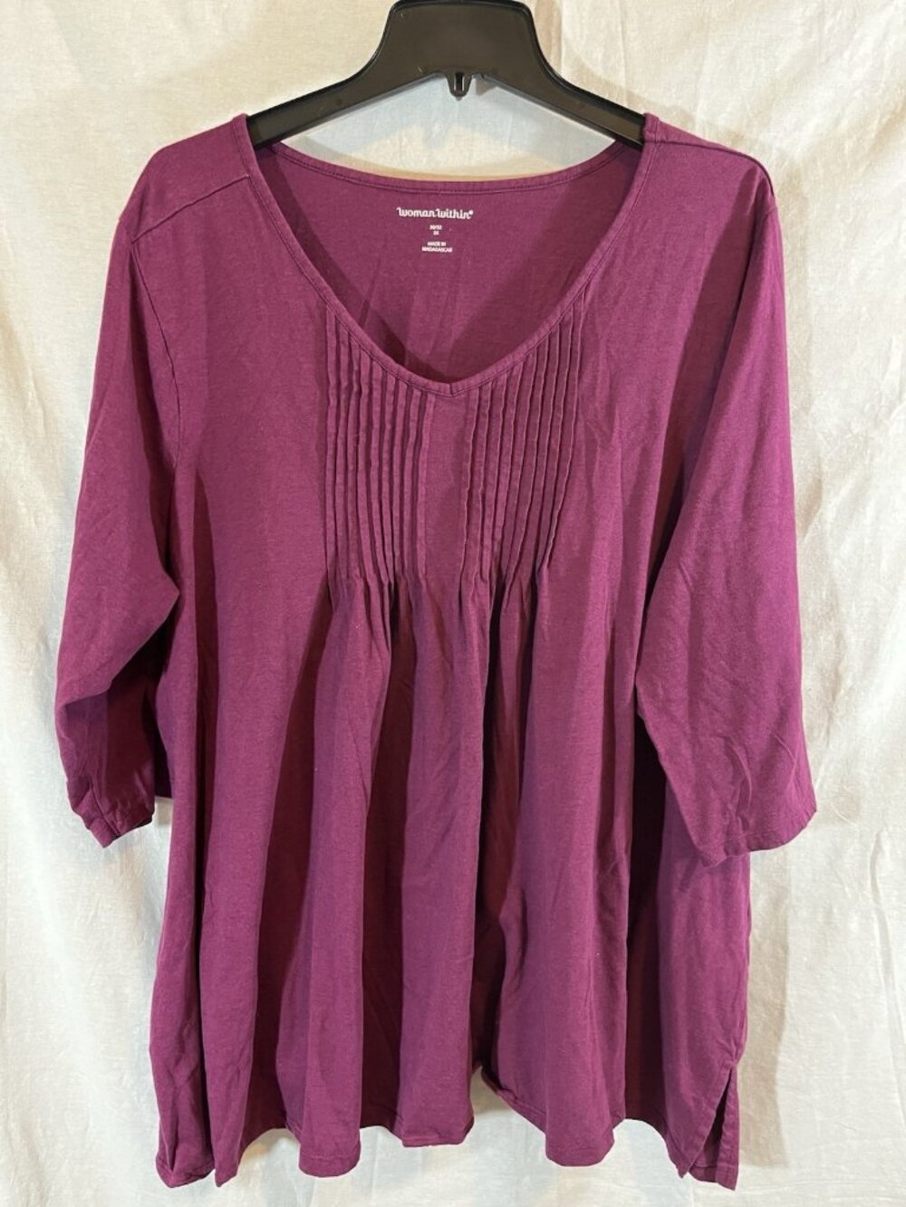 Woman Within Women’s 3X Purple 3/4 Sleeve V-Neck Blouse
